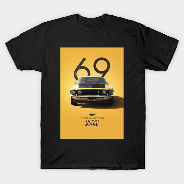 Ford Mustang Boss 302 Artwork T-Shirt by Brayj2